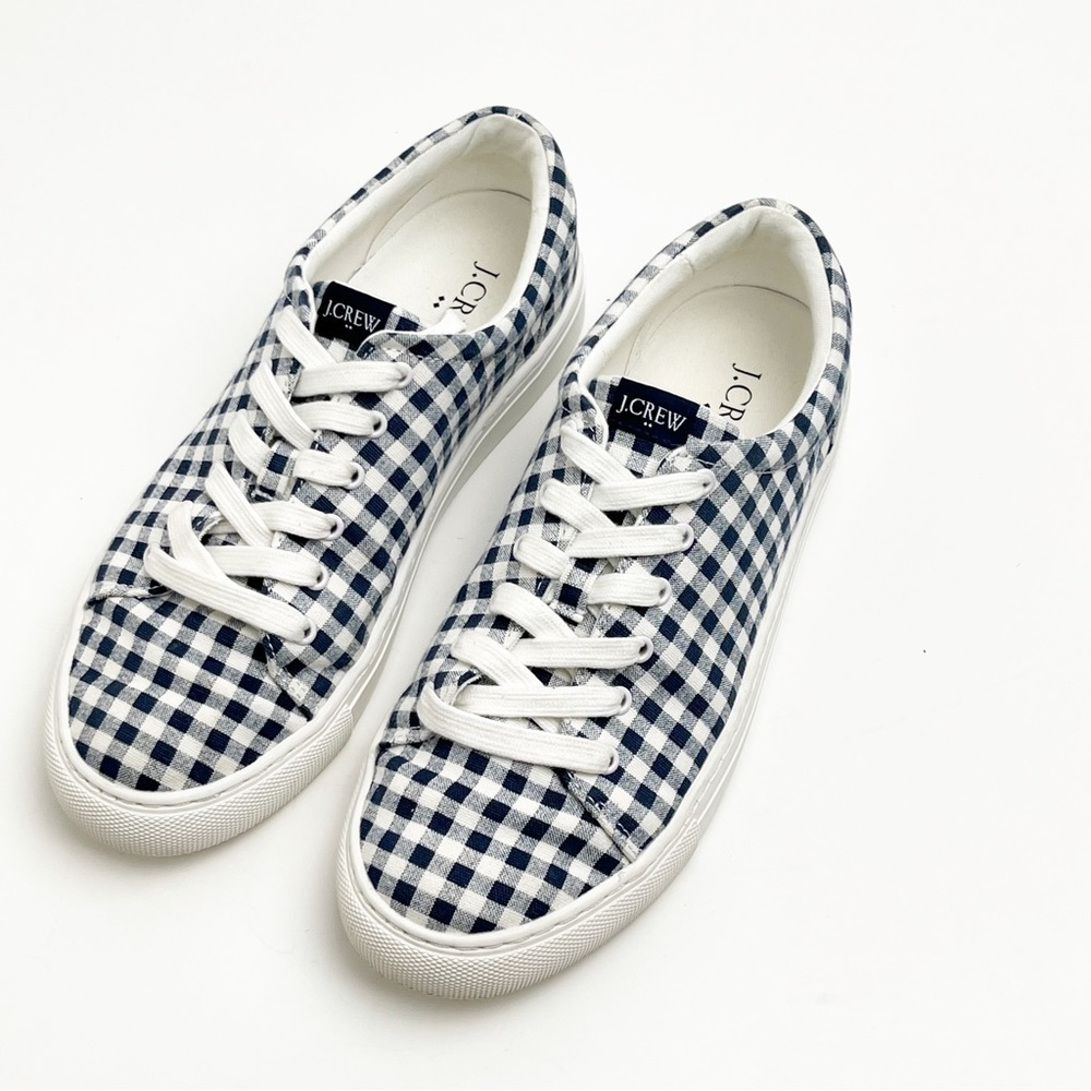 J. CREW Factory Gingham Plaid Lace Up Canvas Shoes, Size 7 - Picture 9 of 10
